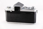 Nikon F film camera with classic black design and chrome detailing, showcasing top view features and build quality.