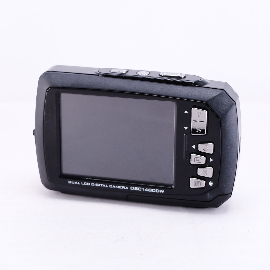 Kenko DSC1480DW compact digital camera with dual LCD and control buttons on the side.