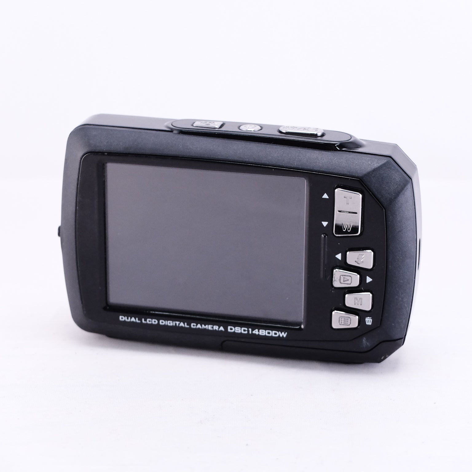 Kenko DSC1480DW compact digital camera with dual LCD and control buttons on the side.
